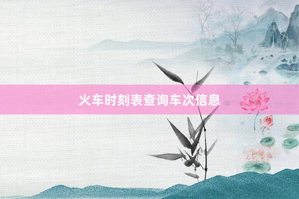火车时刻表查询车次信息